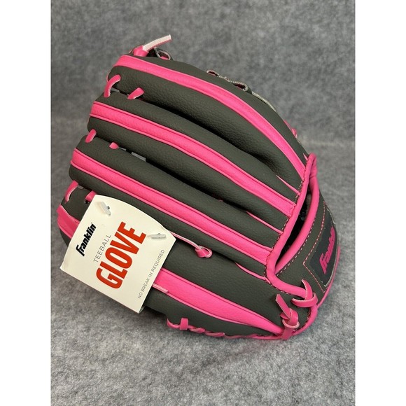 NEW Franklin Sports RTP Teeball Glove (9.5") Pink Gray Right Hand Throw Baseball - Picture 5 of 9